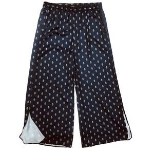 Ava & Aiden Navy Blue‎ White Medallion Print Wide Leg Pants Elastic Waist New L